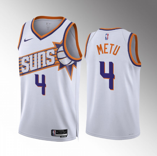 Men's Phoenix Suns #4 Chimezie Metu White Association Edition Stitched Basketball Jersey